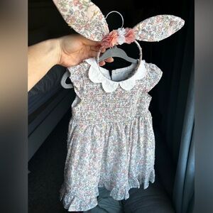 Haute Hippie | Floral Dress with Matching Headband Bunny Ears 24 Months